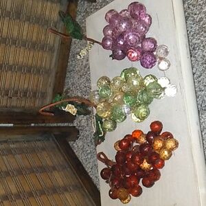 Lot Of 3 Vintage Lucite Plastic Faceted Grape Clusters